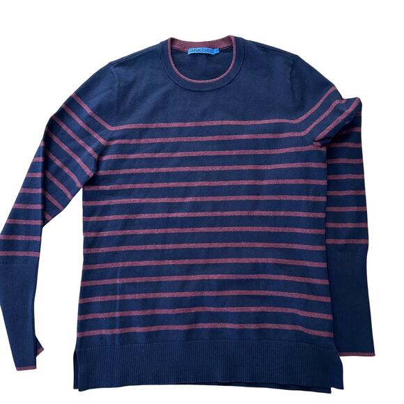 J McLaughlin Sweater Striped SZS Navy Multi Classic Preppy Long Sleeve - Picture 4 of 10